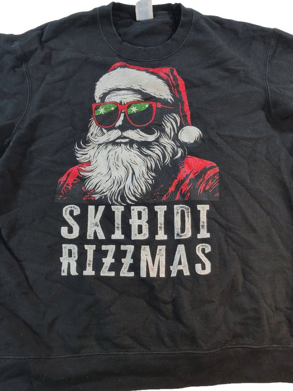 Men's Black Large Heavyweight Cotton Skibidi Rizzmas Christmas Themed Sweater